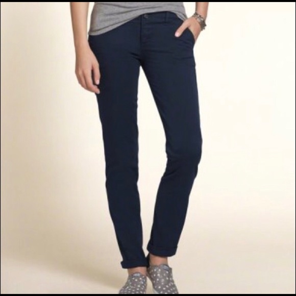 Hollister skinny navy blue chino pant 7R inseam 31 - Picture 8 of 8